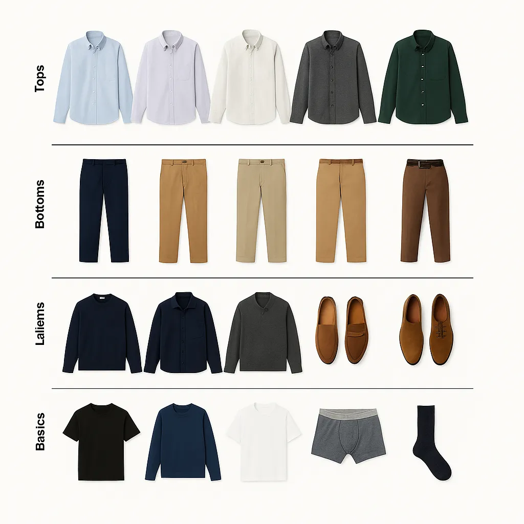 Clothing sizing and outfit chart